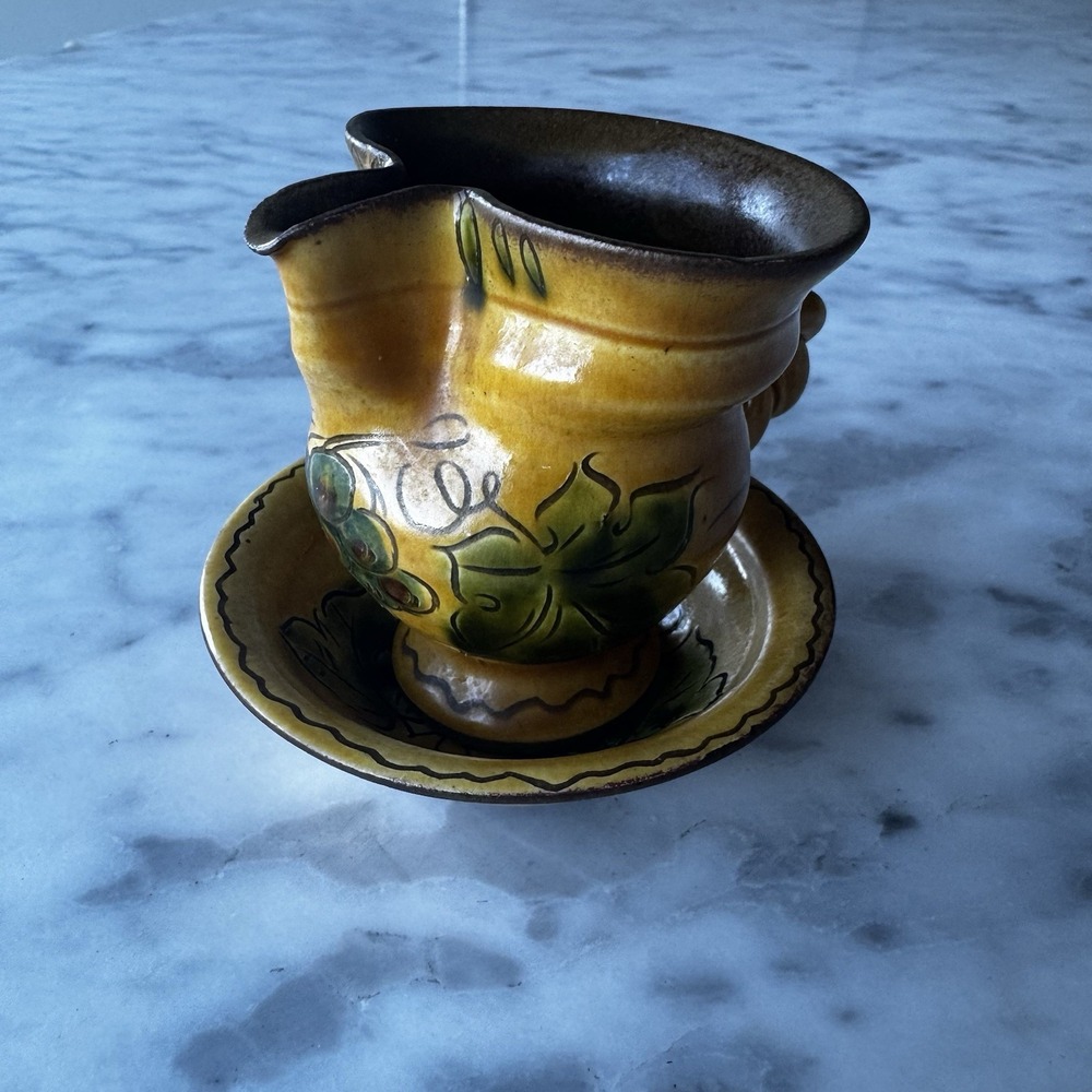 SN Liechtenstein Red Clay Stoneware Sauce Jug and Relish Bowl. Hand Crafted